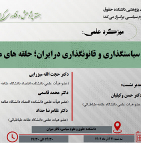 میزگرد علمی&quot; سیاستگذاری و قانونگذاری در ایران : حلقه های مفقوده
